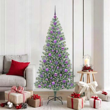 Albero di Natale Artificiale Imbiancato con Luci LED 180 cm