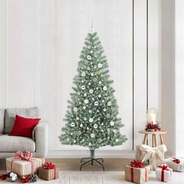 Albero di Natale Artificiale Imbiancato con Luci LED 210 cm