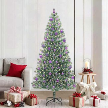 Albero di Natale Artificiale Imbiancato con Luci LED 210 cm