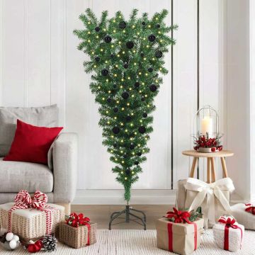 Albero di Natale artificiale pre-illuminato rovesciato con set di palline