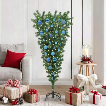 Albero di Natale artificiale pre-illuminato rovesciato con set di palline