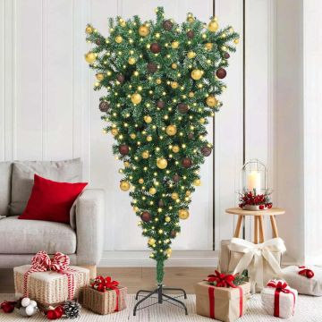 Albero di Natale artificiale pre-illuminato capovolto con set di palline