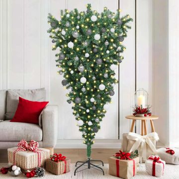 Albero di Natale artificiale pre-illuminato rovesciato con set di palline