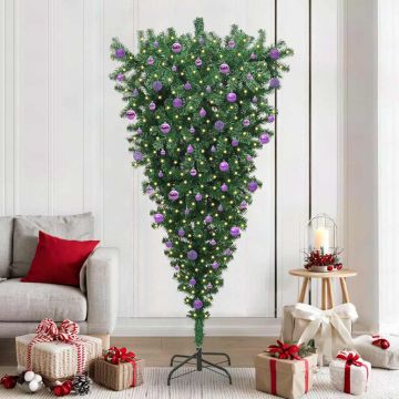Albero di Natale artificiale pre-illuminato capovolto con set di palline