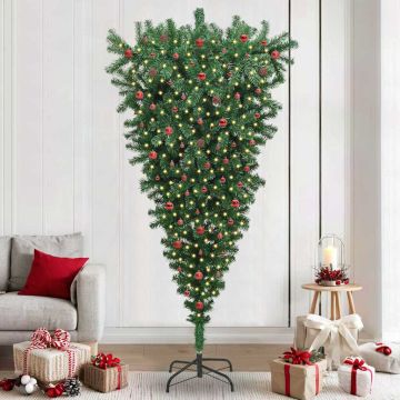 Albero di Natale artificiale pre-illuminato capovolto con set di palline