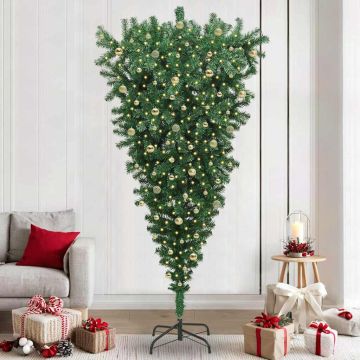 Albero di Natale artificiale pre-illuminato capovolto con set di palline
