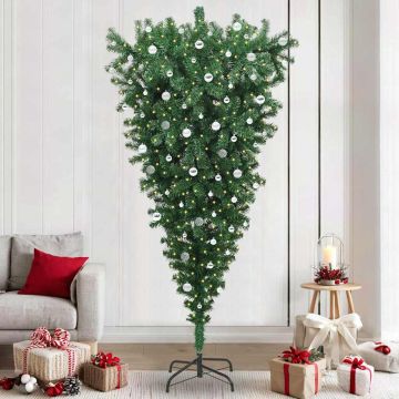 Albero di Natale artificiale preilluminato capovolto con set di palline