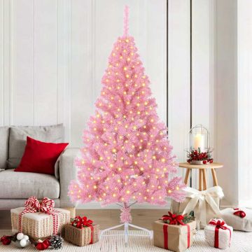 Albero di Natale artificiale con luci integrate Rosa 180 cm PVC