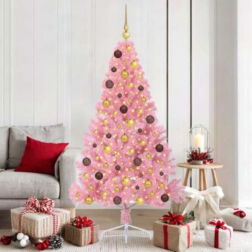 Albero di Natale artificiale con luci integrate Rosa 180 cm PVC