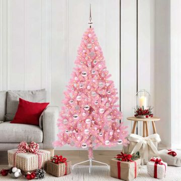 Albero di Natale artificiale con luci integrate Rosa 180 cm PVC