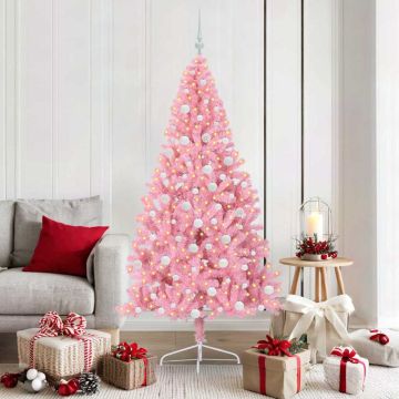 Albero di Natale artificiale con luci integrate Rosa 180 cm PVC