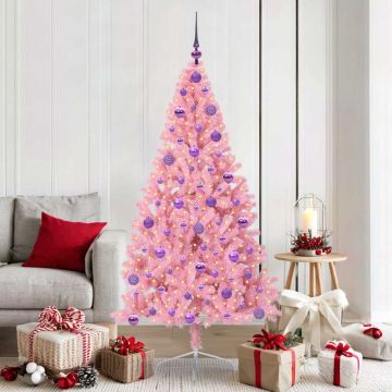 Albero di Natale artificiale con luci integrate Rosa 180 cm PVC