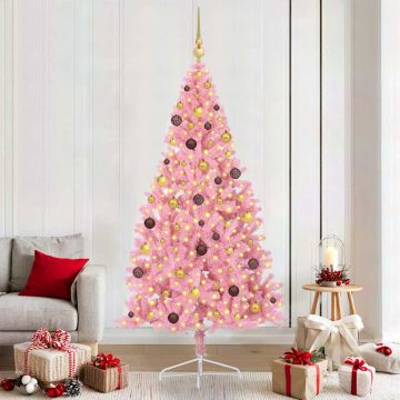 Albero di Natale artificiale con luci integrate Rosa 210 cm PVC