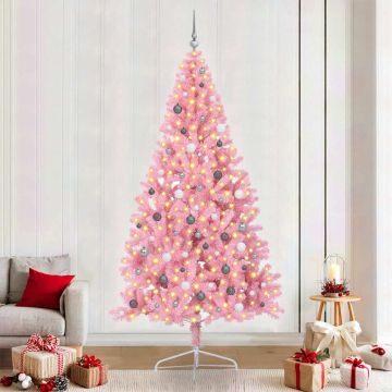 Albero di Natale artificiale con luci integrate Rosa 240 cm PVC