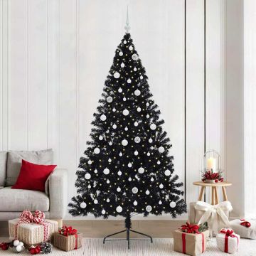 Albero di Natale artificiale con luci integrate Nero 240 cm PVC