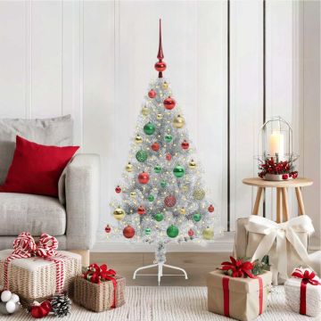Albero di Natale artificiale con luci integrate Argento 120 cm