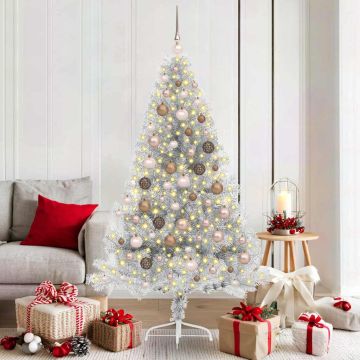 Albero di Natale artificiale con luci integrate Argento 180 cm