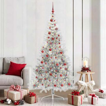 Albero di Natale artificiale con luci integrate Argento 210 cm