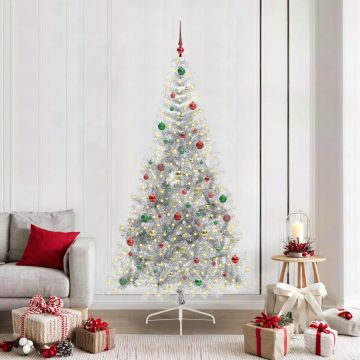 Albero di Natale artificiale con luci integrate Argento 210 cm