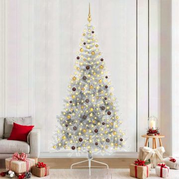 Albero di Natale artificiale con luci integrate Argento 240 cm