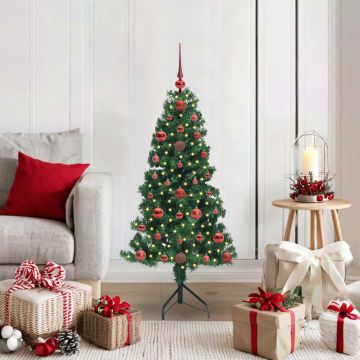 Albero di Natale Artificiale Angolare con 150 LED Verde 120 cm