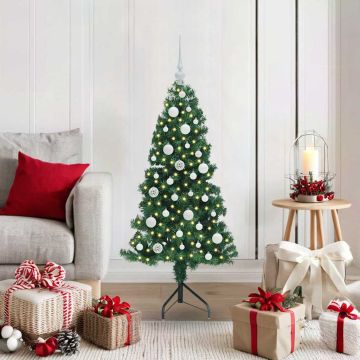 Albero di Natale Artificiale Angolare con 150 LED Verde 120 cm