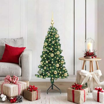 Albero di Natale Artificiale Angolare con 150 LED Verde 120 cm