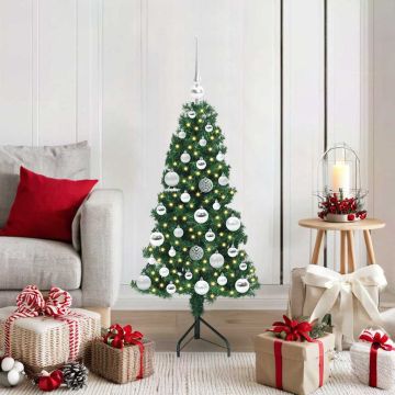 Albero di Natale Artificiale Angolare con 150 LED Verde 120 cm