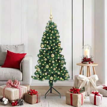 Albero di Natale Artificiale Angolare con 150 LED Verde 150 cm