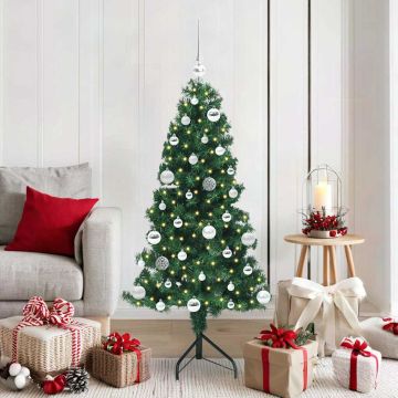 Albero di Natale Artificiale Angolare con 150 LED Verde 150 cm