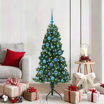 Albero di Natale Artificiale Angolare con 150 LED Verde 150 cm