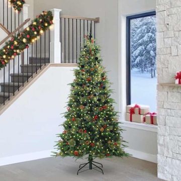 Albero di Natale Artificiale con Rami Pieghevoli Verde 240 cm