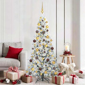 Albero di Natale Artificiale con Rami Pieghevoli Bianco 180 cm