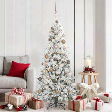 Albero di Natale Artificiale con Rami Pieghevoli Bianco 180 cm