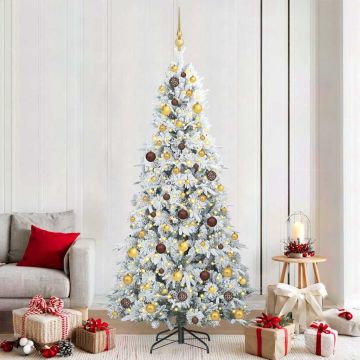 Albero di Natale Artificiale con Rami Pieghevoli Bianco 210 cm