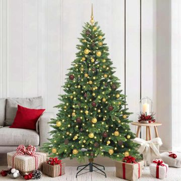 Albero di Natale artificiale con 300 LED Verde 210 cm PE e PVC