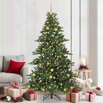 Albero di Natale Artificiale con Rami Pieghevoli Verde 210 cm