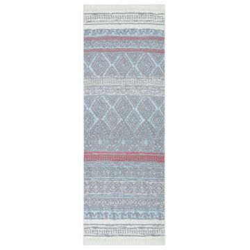 Tappeto Rosa e Acqua 100x300 cm in Cotone
