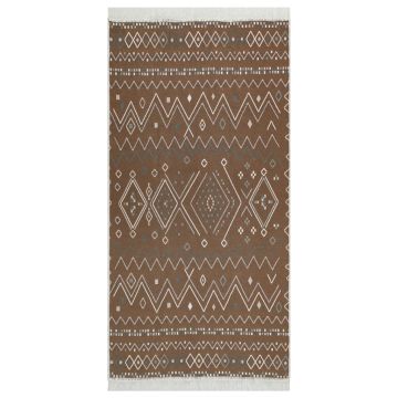 Tappeto Beige e Blu 80x300 cm in Cotone