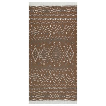 Tappeto Beige e Blu 100x200 cm in Cotone