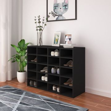 Scarpiera in Legno Multistrato 92x30x67,5 cm Nera