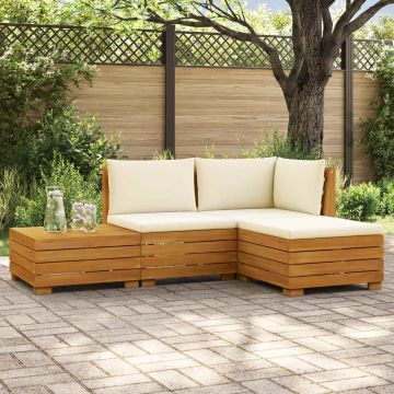 4 pz Set di divani da esterno Legno di Acacia Massello Marrone