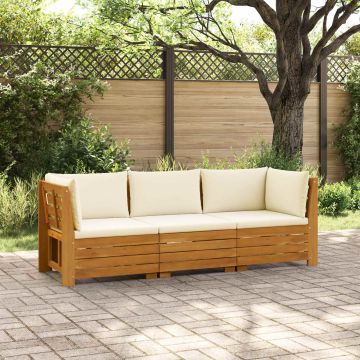 3 pz Set di divani da esterno Legno di Acacia Massello Marrone