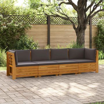 4 pz Set di divani da esterno Legno di Acacia Massello Marrone