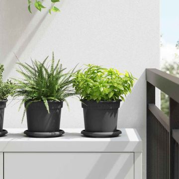 Vasi per Piante 6 pz Nero Plastica