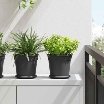 Vasi per Piante 6 pz Nero Plastica