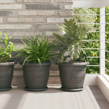 Vasi per Piante 6 pz Nero Ø 30 x 25 cm Plastica