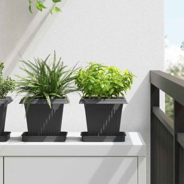 Vasi per Piante 24 pz Nero Plastica