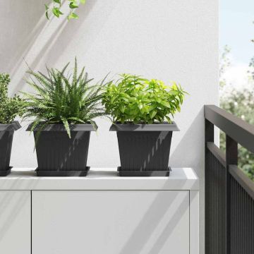Vasi per Piante 24 pz Nero Plastica