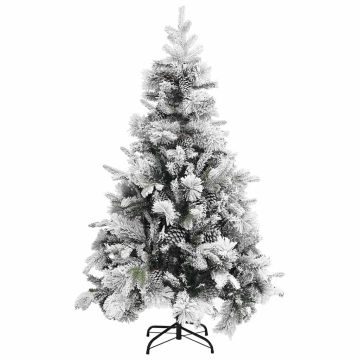 Albero di Natale con Neve Floccata e Pigne 120 cm in PVC PE